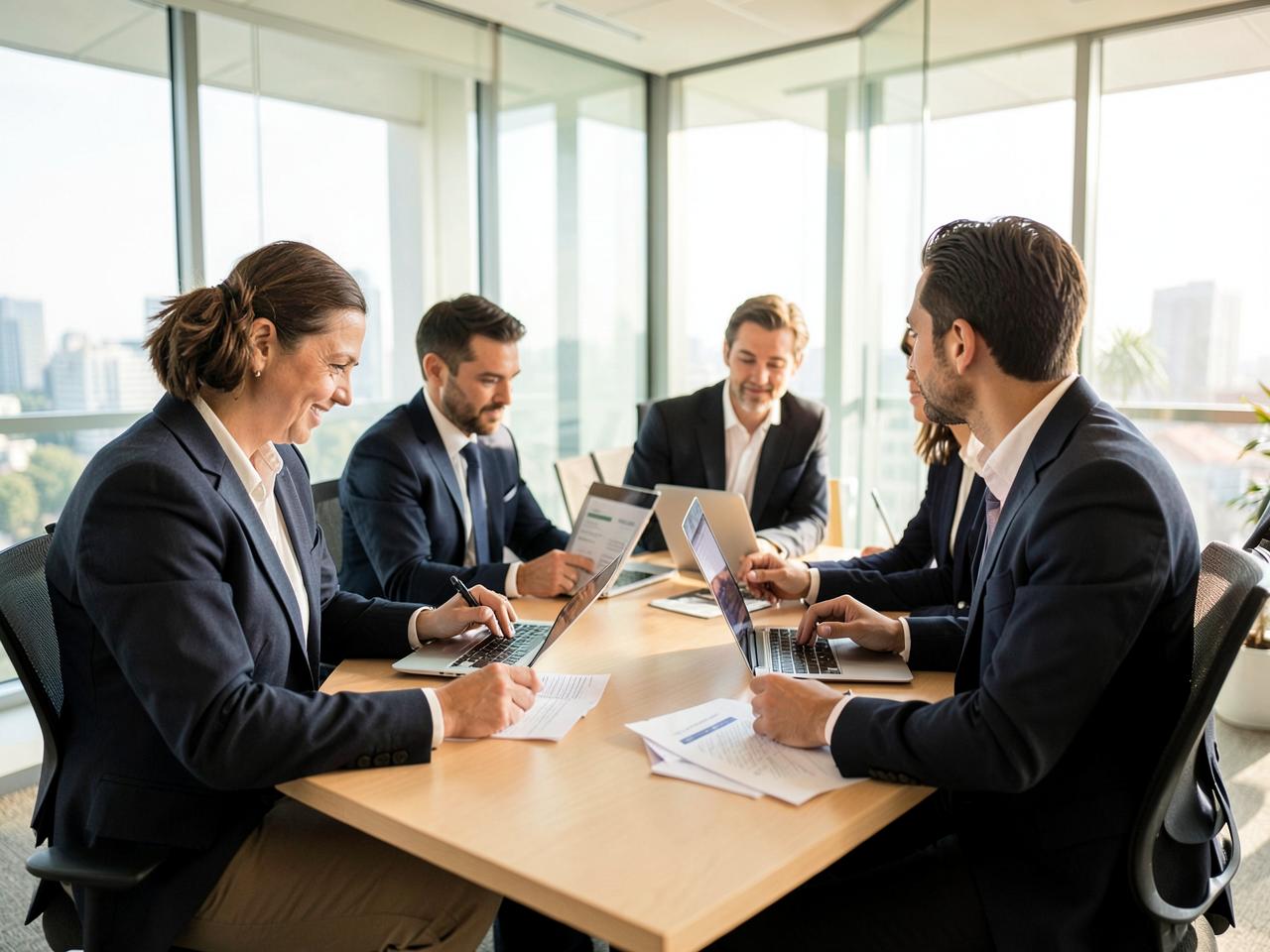 Spezialisten prüfen Unterlagen während einer Due Diligence