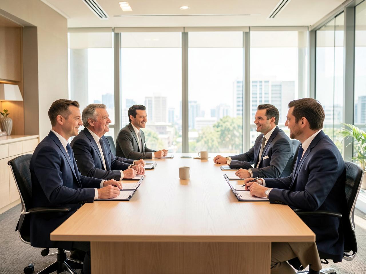 Institutionelle Partner in einem abendlichen Boardroom