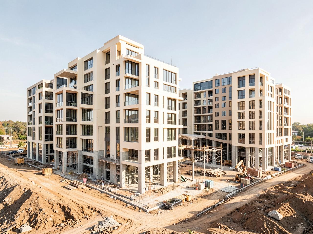 Projektteam bespricht ein detailliertes Modell einer Immobilienentwicklung